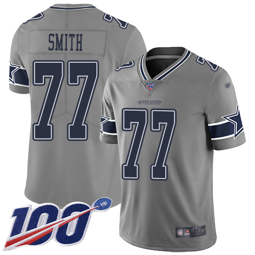 Men Dallas Cowboys Limited Gray Tyron Smith 77 100th Season Inverted Legend NFL Jersey